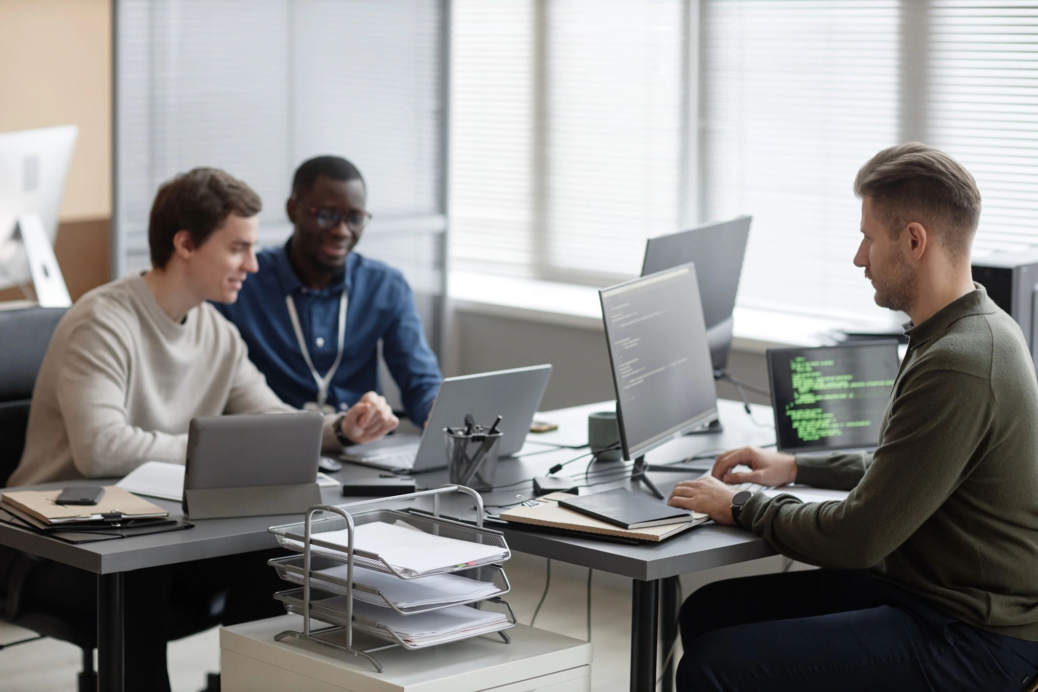 IT team working in a modern office
